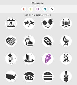 independence day web icons for user interface design