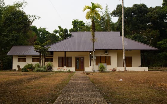 Traditional Indonesian house in Dutch colonial style in Tanjung, Kalimantan.