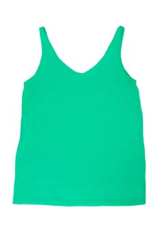 Green woman shirt or t-shirt isolated on white background.