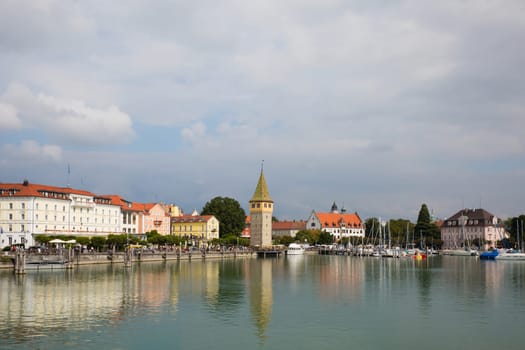 View at the harbour of Lindau at the Bodensee, Germany.