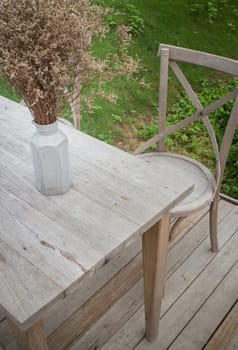 Available restaurant seat in outdoor garden stock photo