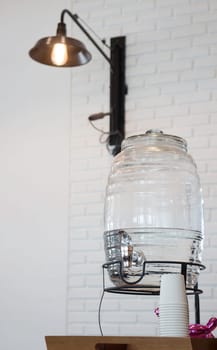 Drinking water tank in the coffee shop, stock photo