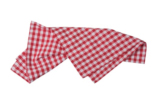 Red and white checkered napkin isolated on white background.