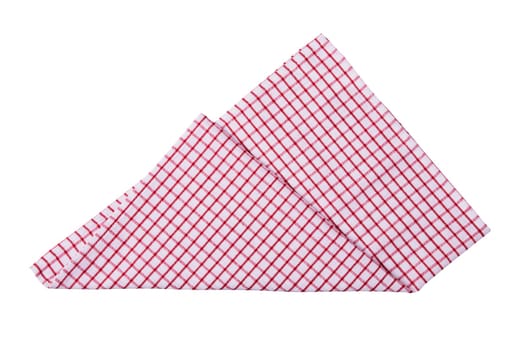 Red and white checkered napkin isolated on white background.