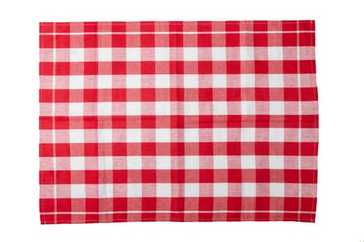 Red and white checkered napkin isolated on white background.