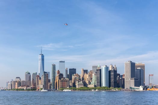 Panoramic view of Lower Manhattan, New York City, USA.