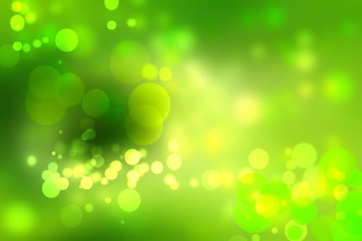 Abstract green light and yellow summer bokeh background.