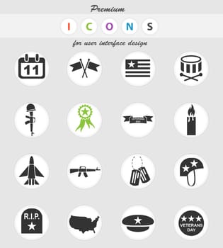 veterans day web icons for user interface design