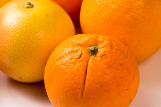 Group of Organic Oranges, Grapefruit and lemon, close up and isolated