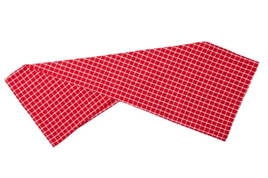 Red and white checkered napkin isolated on white background.