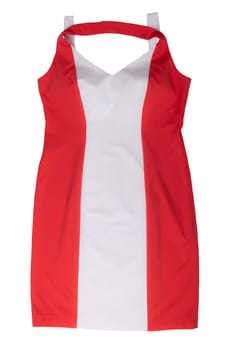 Fashionable summer clothes isolated on a white background. Bright red white sleeveless summer dress. Summer fashion.