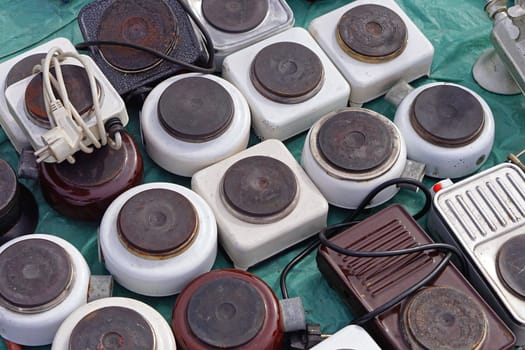 Used portable electric burners stove at flea market