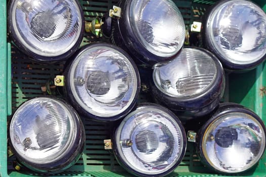 Several auxiliary round lights equipment for tractors