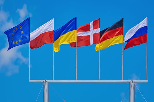 Flags of Different Countries against Blue Sky