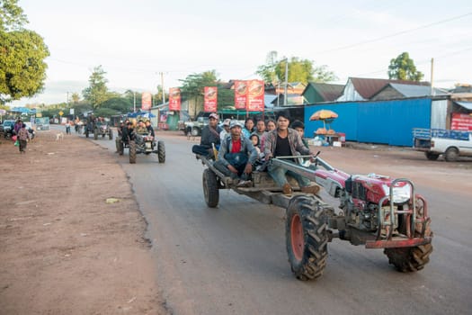 transportation in the town Sra Em in the province of Preah Vihear in Northwest Cambodia.  Cambodia, Sra Em, November, 2017