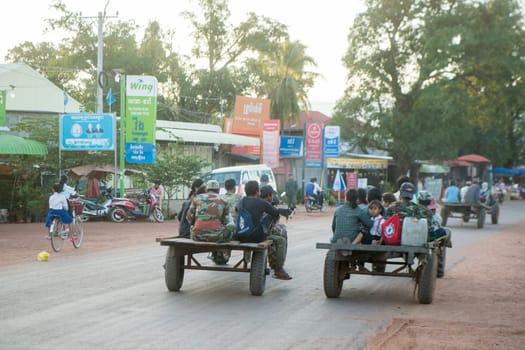 transportation in the town Sra Em in the province of Preah Vihear in Northwest Cambodia.  Cambodia, Sra Em, November, 2017