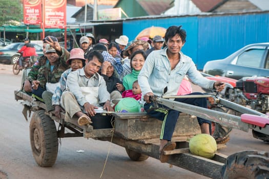transportation in the town Sra Em in the province of Preah Vihear in Northwest Cambodia.  Cambodia, Sra Em, November, 2017