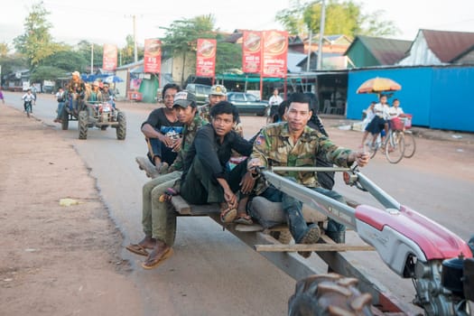 transportation in the town Sra Em in the province of Preah Vihear in Northwest Cambodia.  Cambodia, Sra Em, November, 2017