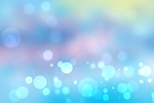 Abstract blue pastel bokeh background texture with bright soft color circles. Space for your text.