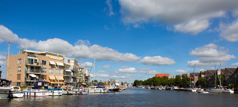 Sneek, Friesland, The Netherlands - August 5, 2018  Ships are anchored in the Sneek Marina during the Sneekweek 2018 in Sneek, Friesland, the Netherlands.