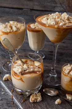 Delicious caramel mousse with butterscotch and peanut brittle