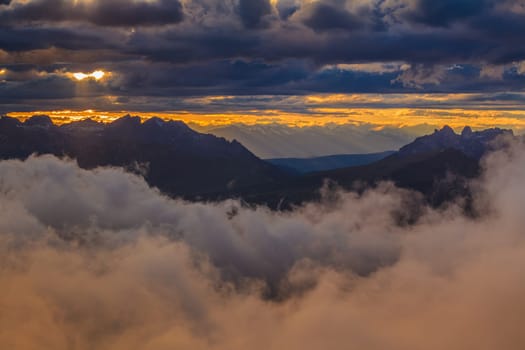 sunset landscape from Rosetta Mountain - San Martino di Castrozza, Italy