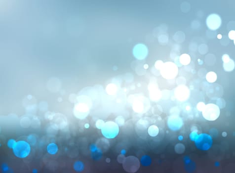 Abstract white lightening bokeh circles from unterwater bubbles. Beautiful blue illustration.