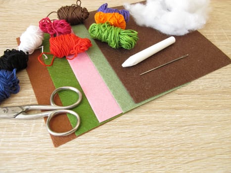 Felt, yarn and fiberfill for crafting