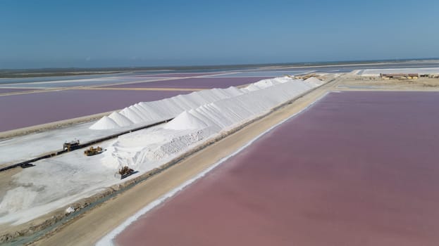 rose caribbean salt lake Bonaire island aerial drone top view