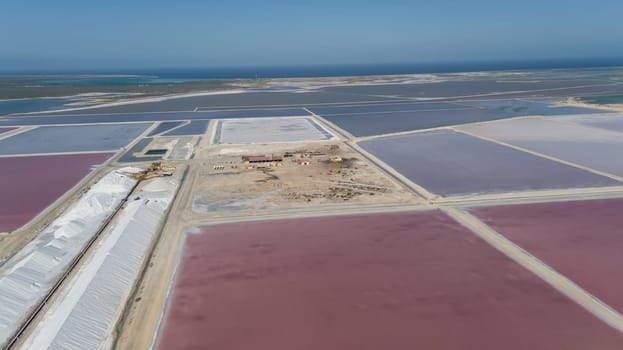 rose caribbean salt lake Bonaire island aerial drone top view