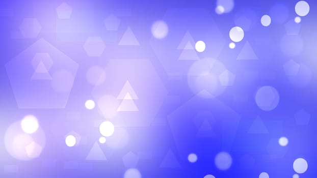 Violet abstract geometric bokeh background consisting of triangles and hexagons.