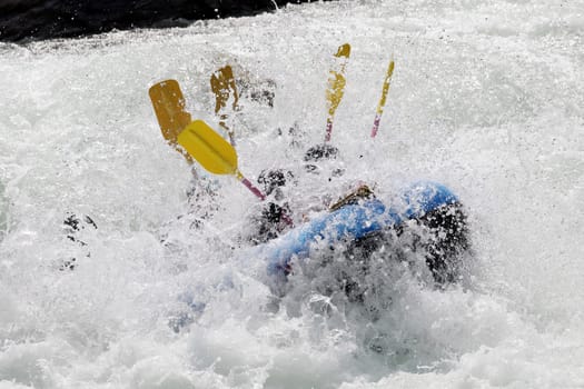 White water rafting on the rapids of river Yosino in Japan
