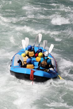 White water rafting on the rapids of river Yosino in Japan