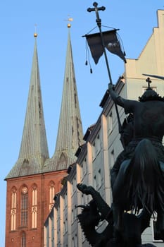 Nikolaiviertel with Nikolaikirche in Berlin