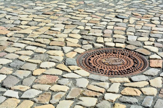 Cobblestones and canal lids in the old town of Quedlinburg