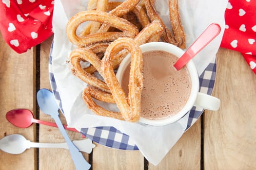 Yummy deep fried churros with cinnamon and sugar