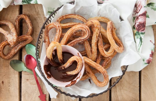 Yummy deep fried churros with cinnamon and sugar