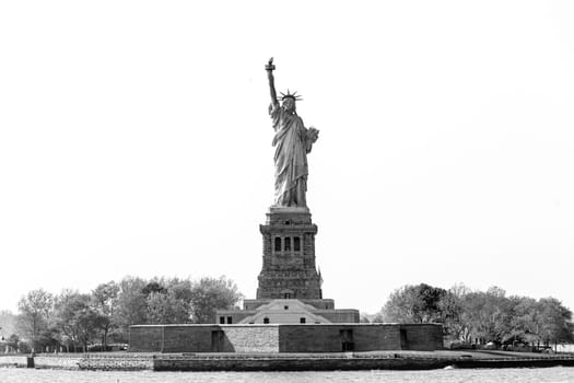 Statue of Liberty, New York City, USA. Black and white image.