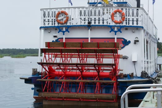 Historic paddle steamer in the harbor of Prerow Prerow, Strom, Fishland, Mecklenburg-Vorpommern, Baltic Sea, Germany, Europe