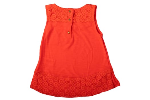 Summer fashion blouse. A red summer blouse for girl isolated on white background. Kids fashion.