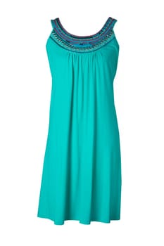 Fashionable summer clothes isolated on a white background. Bright green summer dress. Summer fashion.