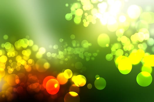 Abstract colorful gradient green yellow bokeh lights background texture.