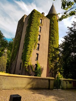 Beautiful flat high-rise block with tower