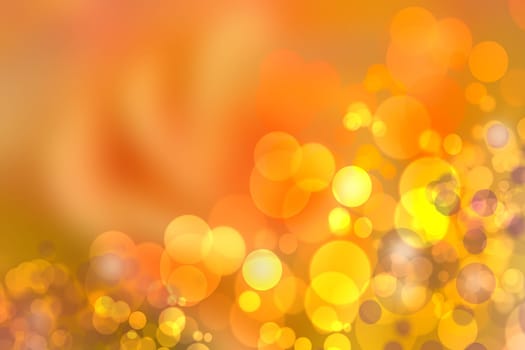 Abstract light golden festive bokeh background with glitter sparkle blurred circles, Christmas lights.