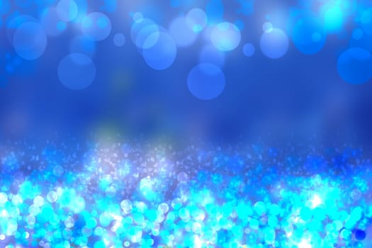 Abstract blue lightening bokeh circles from unterwater bubbles. Beautiful blue texture.