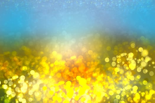 Abstract yellow lightening bokeh circles from unterwater bubbles. Beautiful yellow illustration.