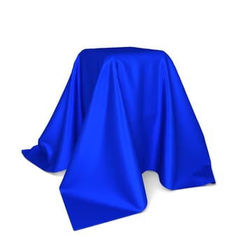 Box covered with cloth. 3d illustration isolated on white background