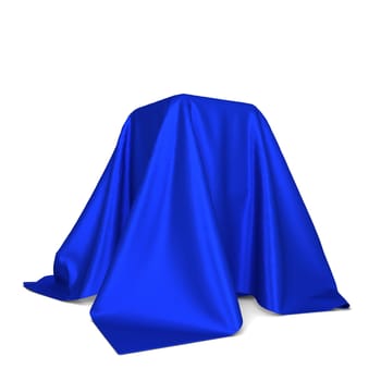 Box covered with cloth. 3d illustration isolated on white background