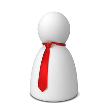 Human figure with tie. 3d illustration isolated on white background