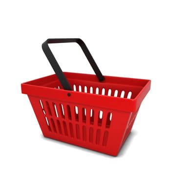 Red basket. 3d illustration isolated on white background